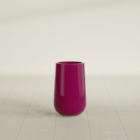 Hayden Urn Planter in Gloss Eggplant, 18"Diam × 29"H, shown empty