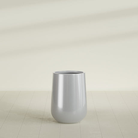 Hayden Urn Planter in Metallic Silver, 15"Diam × 23"H, shown empty