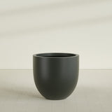Alzira Bowl Planter in Matte Charcoal, 36"D × 34"H, shown empty