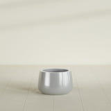 Short Hayden Bowl Planter in Metallic Silver, 12"D × 7"H, shown empty