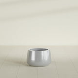 Short Hayden Bowl Planter in Metallic Silver, 12"D × 7"H, shown empty