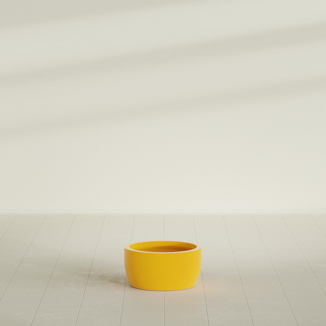 Casablanca Bowl Planter in Gloss Saffron, 20"D × 10"H, shown empty