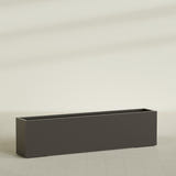 Miami Narrow Rectangular Planter in Matte Dark Brown, 72"L × 12"D × 18"H, shown empty