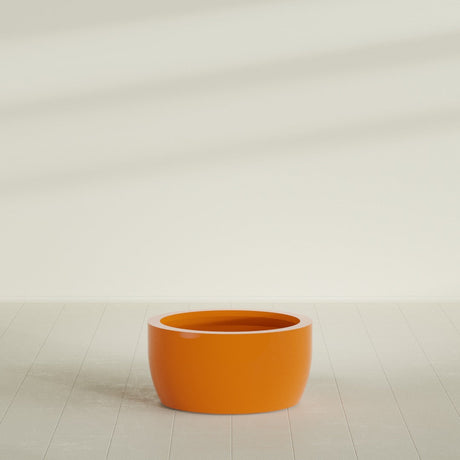 Casablanca Bowl Planter in Gloss Tangerine, 30"D × 15"H, shown empty