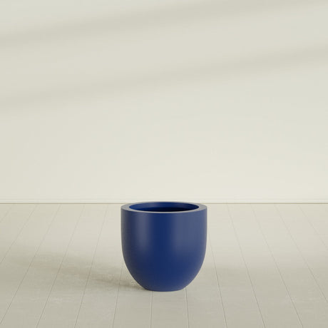 Alzira Bowl Planter in Matte Cobalt Blue, 23"D × 22"H, shown empty