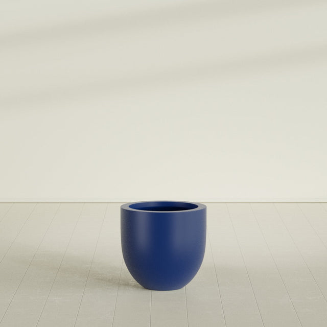 Alzira Bowl Planter in Matte Cobalt Blue, 23"D × 22"H, shown empty