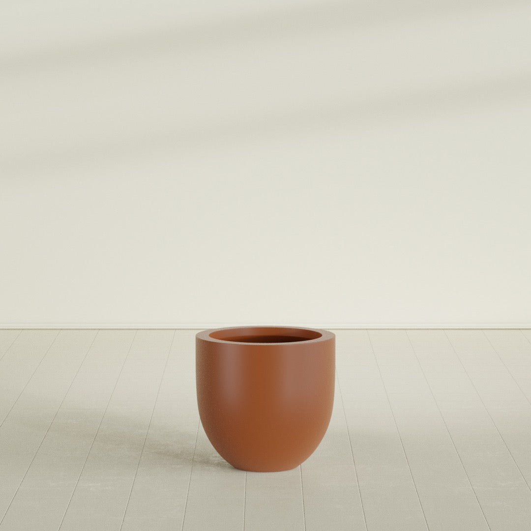 Alzira Bowl Planter in Matte Terra Cotta, 23"D × 22"H, shown empty