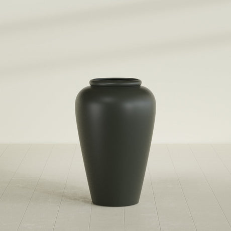 Barà Jar Planter in Matte Charcoal, 24"D × 37"H, shown empty
