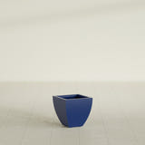 Lima Tapered Square Planter in Matte Cobalt Blue, 12", shown empty