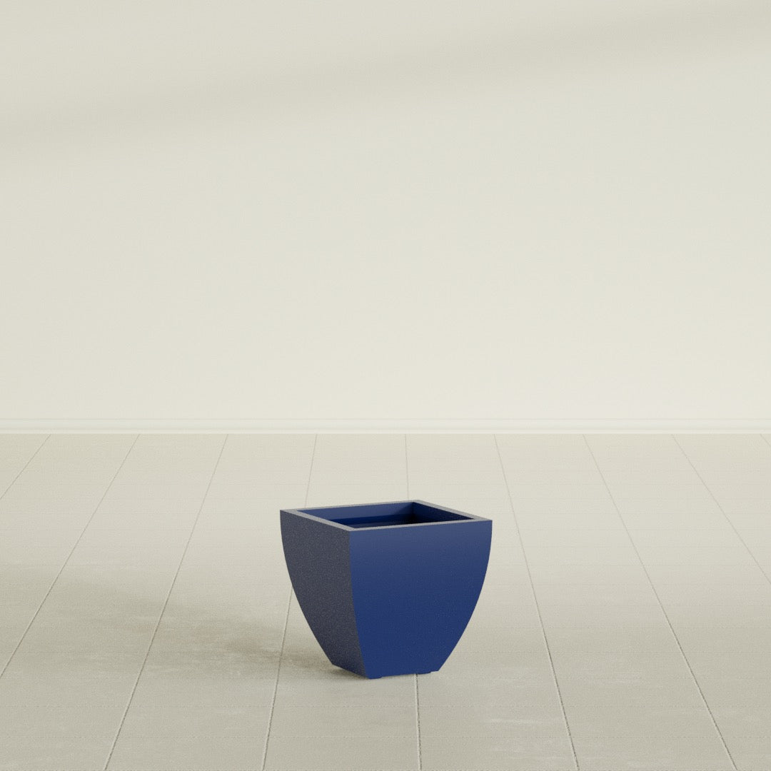 Lima Tapered Square Planter in Matte Cobalt Blue, 12", shown empty