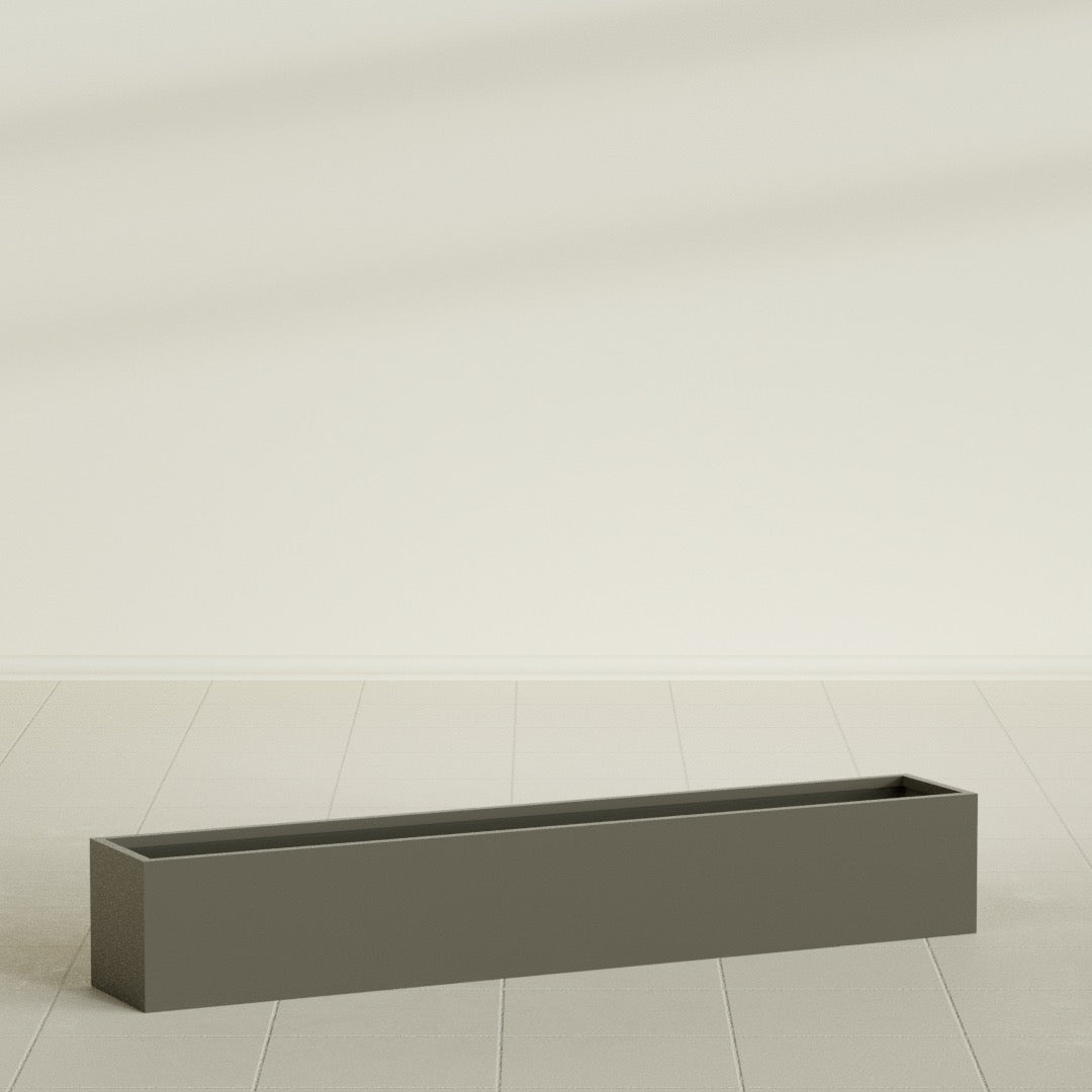 Monaco Rectangle Planter in Matte Bronze, 44"L, shown empty