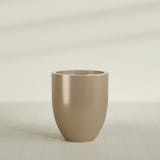 Valencia Tapered Round Planter in Gloss Metallic Gold, 27"D × 31"H, shown empty