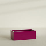 Torino Wide Rectangular Planter in Gloss Eggplant, 48"L × 24"D × 18"H, shown empty