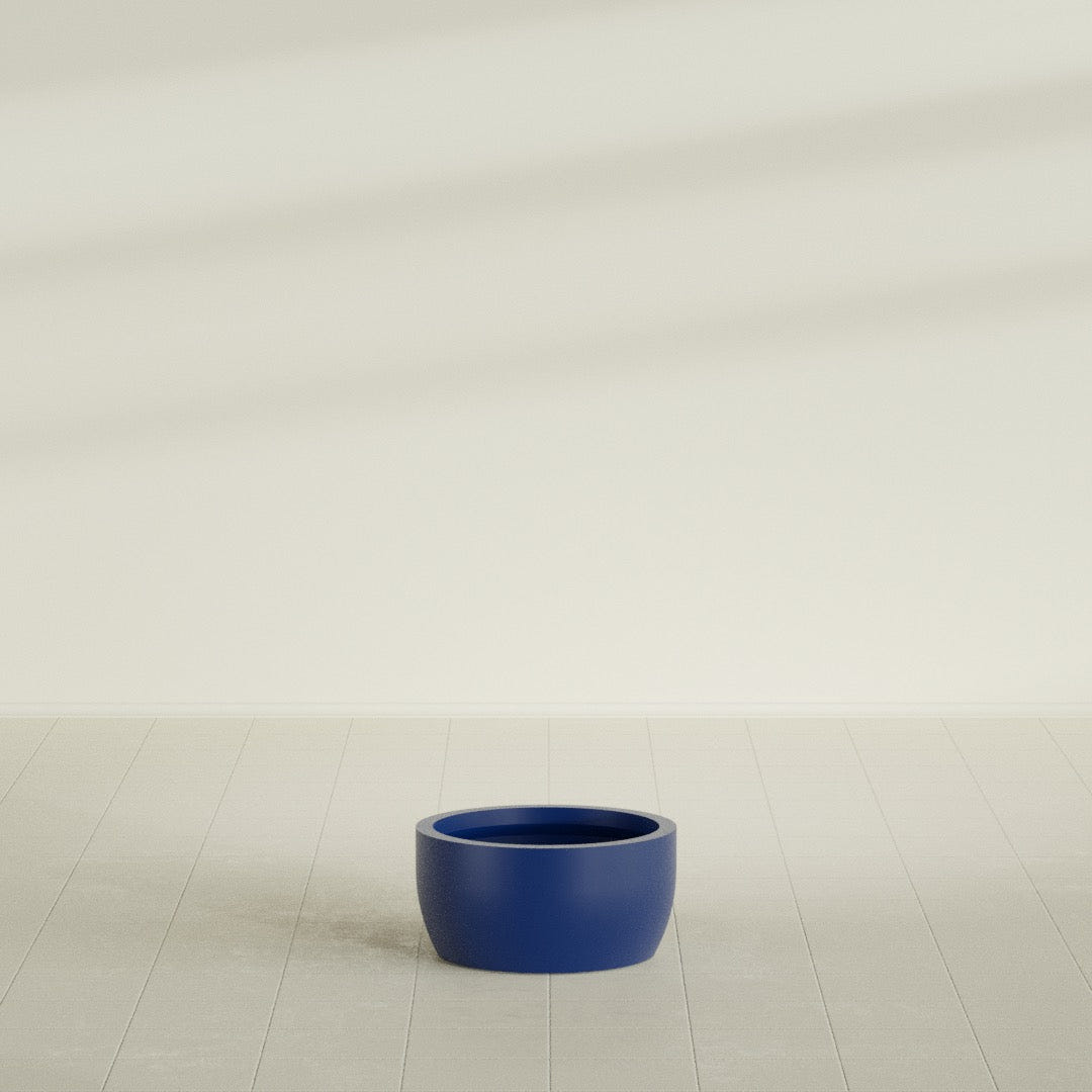 Casablanca Bowl Planter in Matte Cobalt Blue, 20"D × 10"H, shown empty