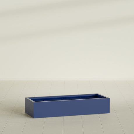 Antwerp Rectangular Planter in Matte Cobalt Blue, 60"L × 24"D × 12"H, shown empty