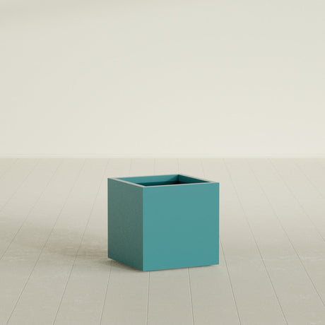 Montroy Cube Planter in Satin Seafoam Green, 20", shown empty