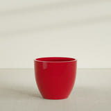 Wannsee Round Planter in Gloss Red, 44"D × 39"H, shown empty