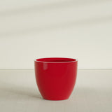 Wannsee Round Planter in Gloss Red, 44"D × 39"H, shown empty