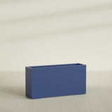 Hollywood Narrow Rectangular Planter in Matte Cobalt Blue, 48"L × 12"D × 24"H, shown empty