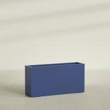 Hollywood Narrow Rectangular Planter in Matte Cobalt Blue, 48"L × 12"D × 24"H, shown empty