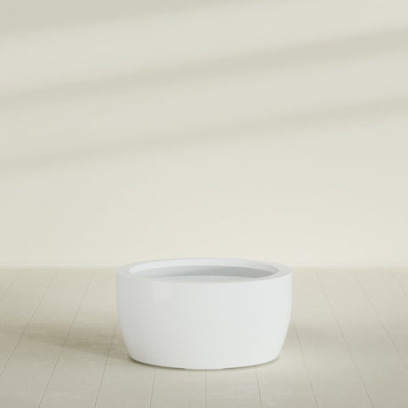 Casablanca Bowl Planter in Matte Bright White, 36"D × 18"H, shown empty