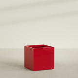 Montroy Cube Planter in Gloss Red, 36", shown empty