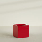 Montroy Cube Planter in Gloss Red, 36", shown empty