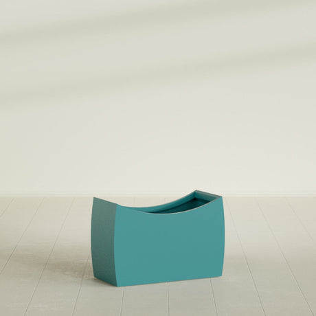 Seoul Curved Planter in Satin Seafoam Green, 36"L × 16"D × 24"H, shown empty