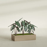 Antwerp Rectangular fiberglass planter in Gloss Metallic Gold, shown planted, in a sunlit interior