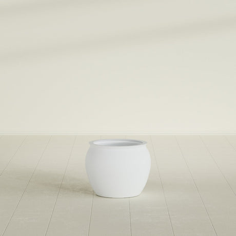 Shanghai Fishbowl Planter in Gloss Bright White, 16", shown empty