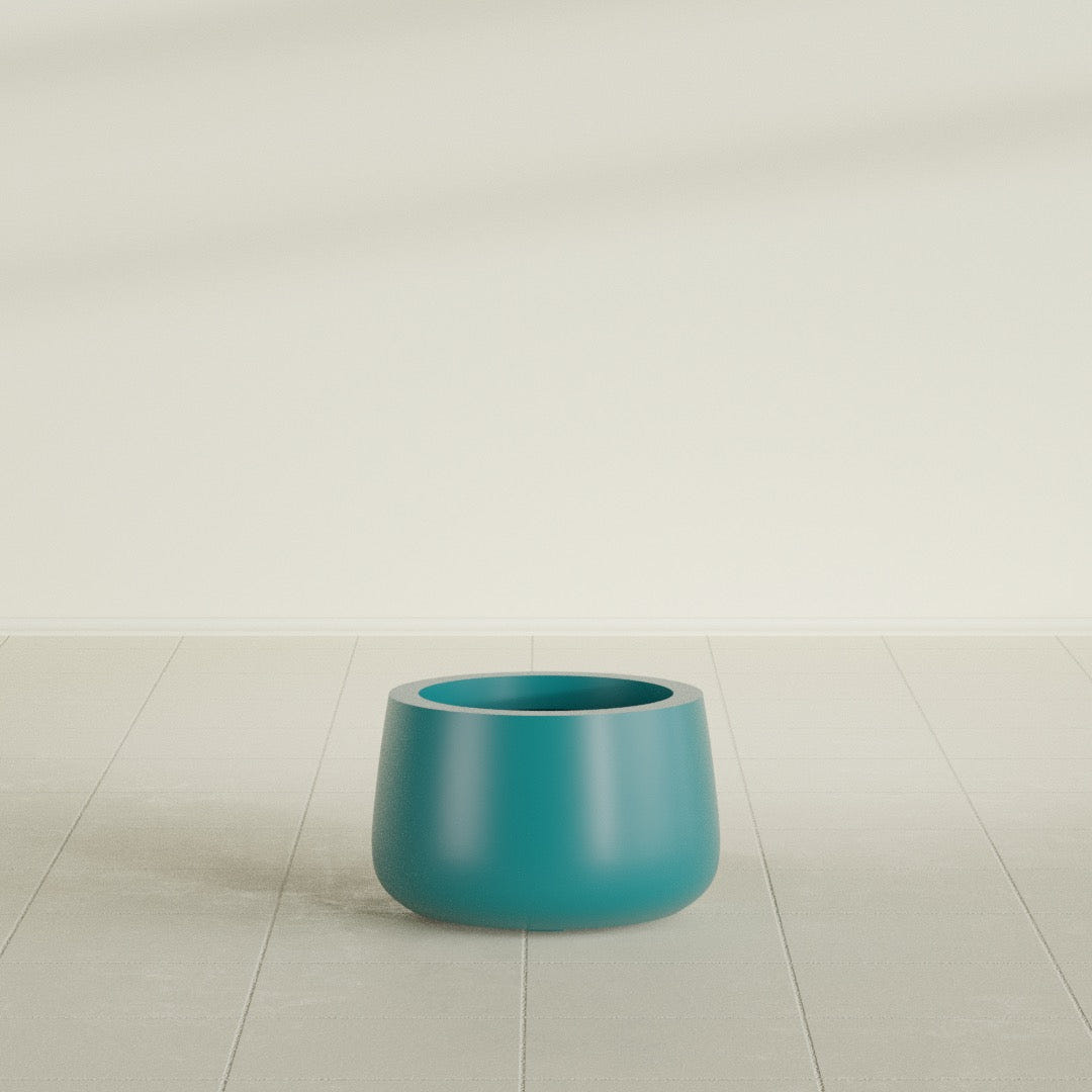 Short Hayden Bowl Planter in Satin Seafoam Green, 12"D × 7"H, shown empty