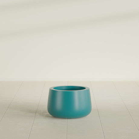 Short Hayden Bowl Planter in Satin Seafoam Green, 12"D × 7"H, shown empty
