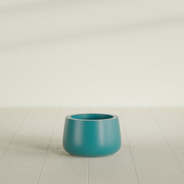 Short Hayden Bowl Planter in Satin Seafoam Green, 12"D × 7"H, shown empty