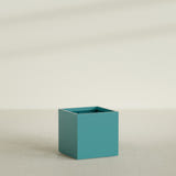 Montroy Cube Planter in Satin Seafoam Green, 32", shown empty