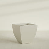 Lima Tapered Square Planter in Satin Beige, 30", shown empty