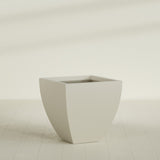 Lima Tapered Square Planter in Satin Beige, 30", shown empty