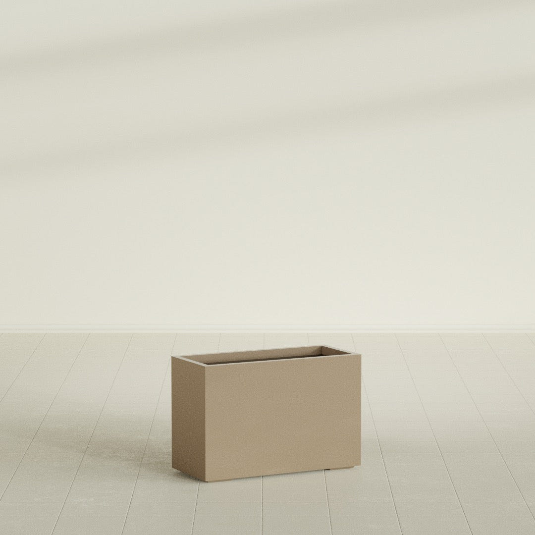 Tolga Rectangular Planter in Gloss Metallic Gold, 36"L × 16"D × 24"H, shown empty