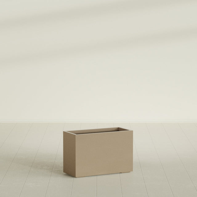 Tolga Rectangular Planter in Gloss Metallic Gold, 36"L × 16"D × 24"H, shown empty