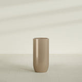 Saint Tropez Bullet Round Planter in Gloss Metallic Gold, 24"D × 50"H, shown empty