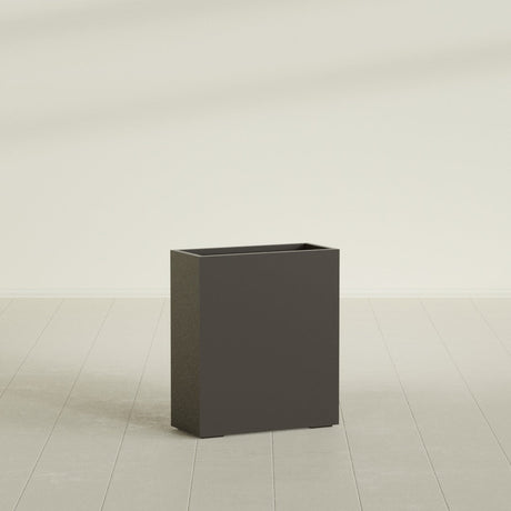 Perth Rectangular Planter in Matte Dark Brown, 36"L × 16"D × 42"H, shown empty