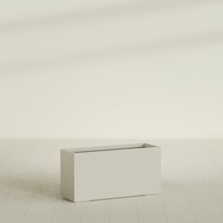 Tolga Rectangular Planter in Satin Beige, 48"L × 16"D × 24"H, shown empty