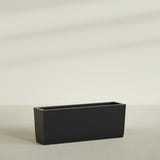 Panama Tapered Rectangular Planter in Matte Black, 48"L × 12"D × 18"H, shown empty