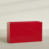 Darwin Rectangular Planter in Gloss Red, 72"L × 24"D × 42"H, shown empty