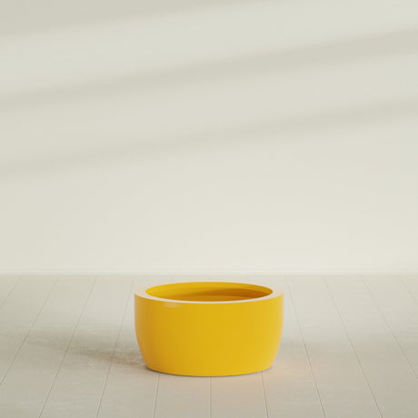 Casablanca Bowl Planter in Gloss Saffron, 30"D × 15"H, shown empty