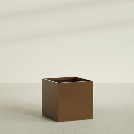 Montroy Cube Planter in Metallic Bronze, 36", shown empty