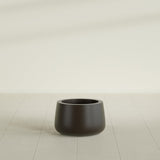 Short Hayden Bowl Planter in Matte Dark Brown, 12"D × 7"H, shown empty