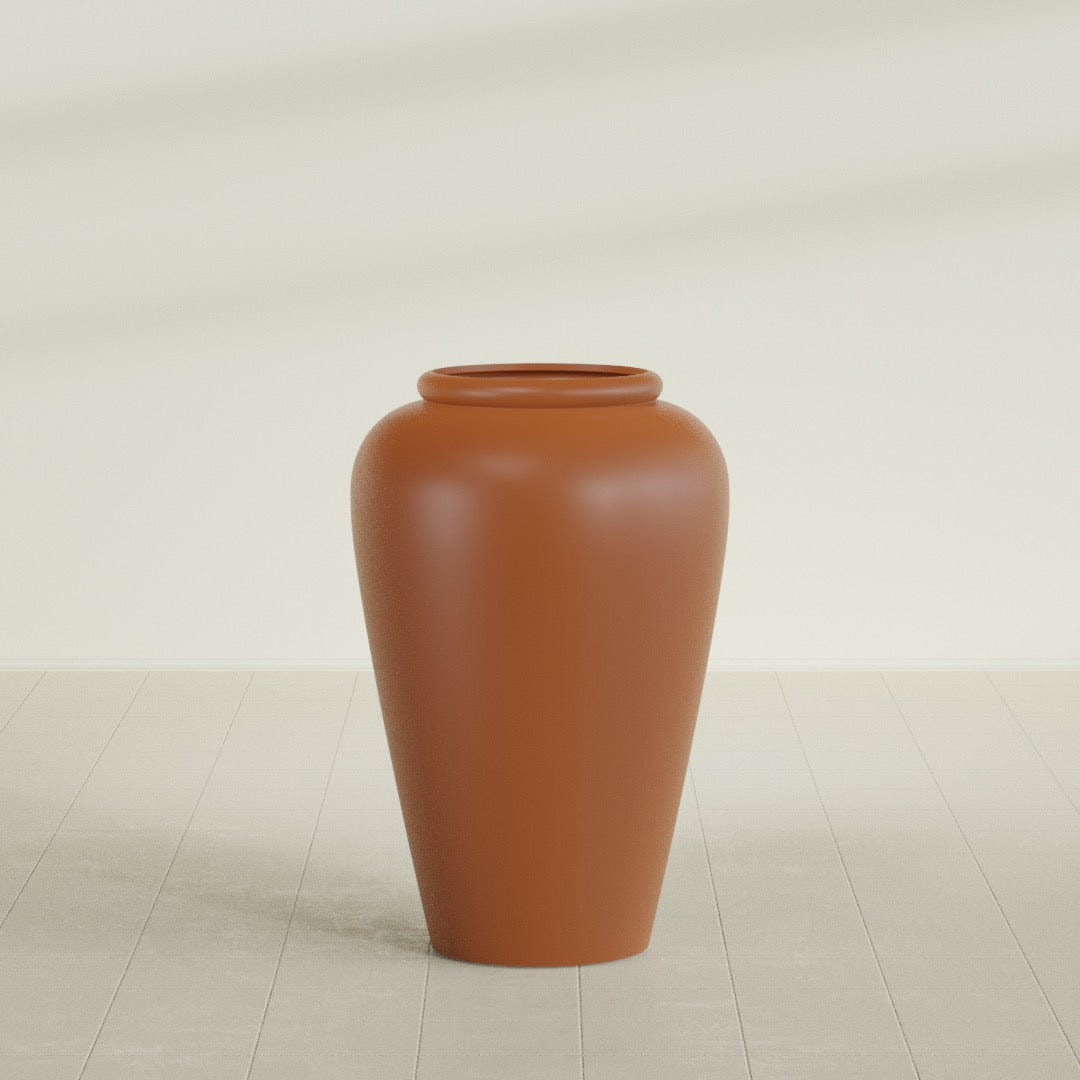 Barà Jar Planter in Matte Terra Cotta, 24"D × 37"H, shown empty