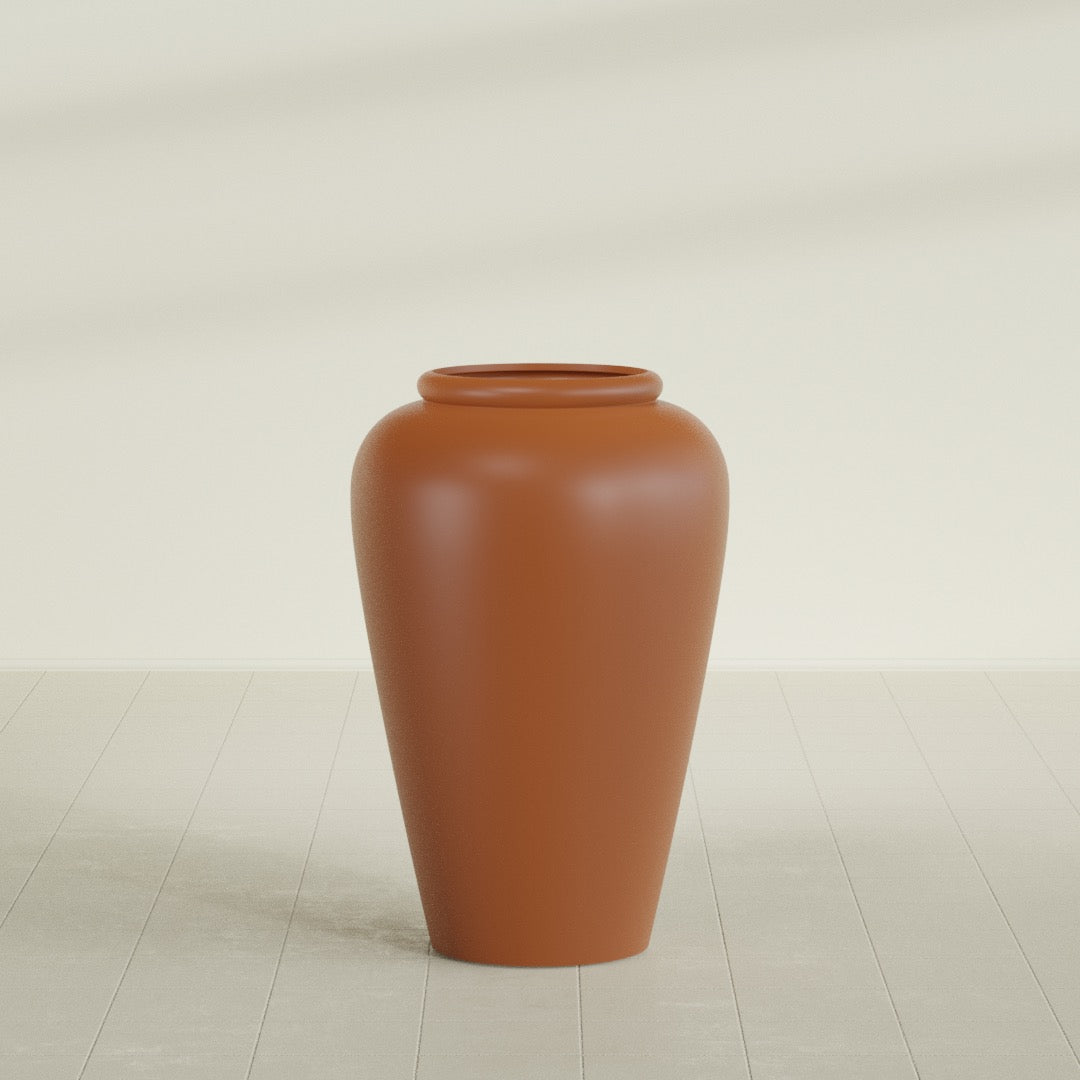 Barà Jar Planter in Matte Terra Cotta, 24"D × 37"H, shown empty