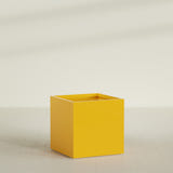 Montroy Cube Planter in Gloss Saffron, 40", shown empty