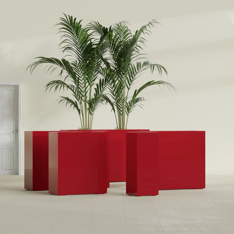 Perth Corner fiberglass planter in Gloss Red, size range, in a sunlit interior